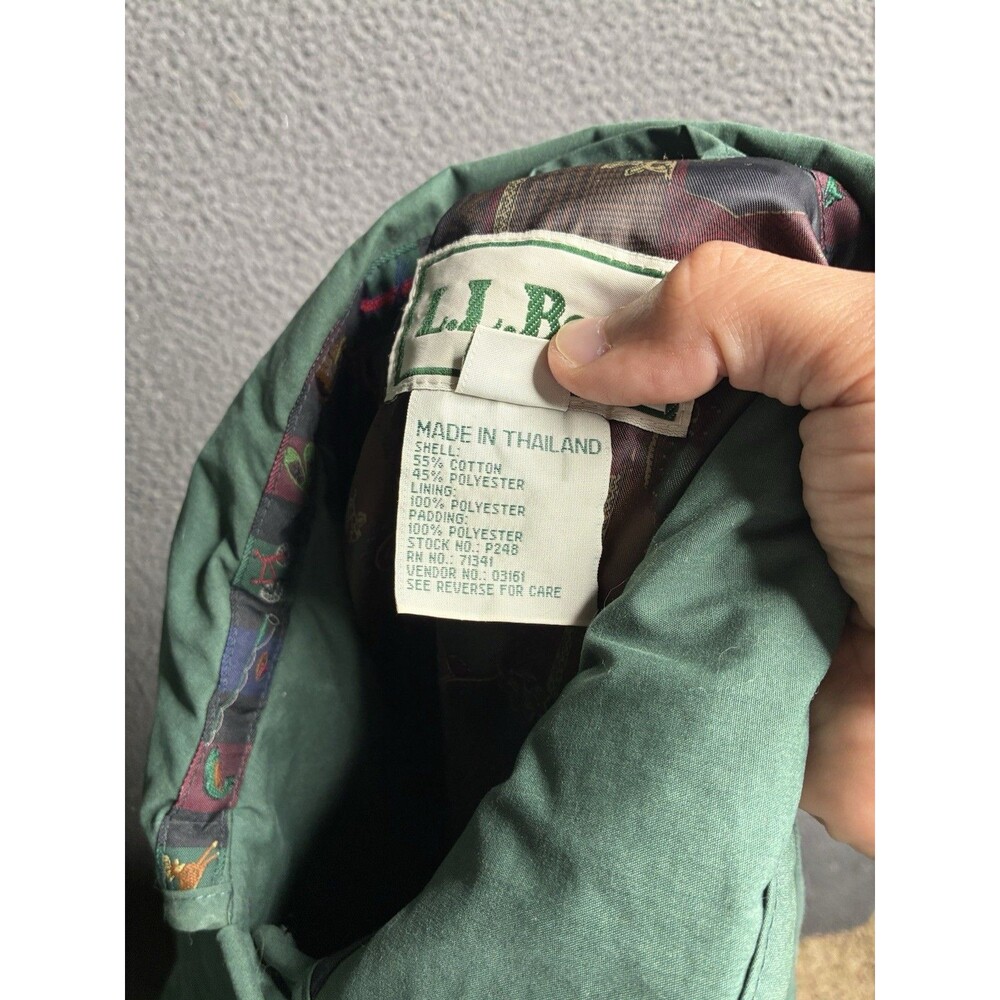 L.L. Bean Diamond Quilted Chore Jacket Coat Green Women's Large Vintage - Picture 11 of 14